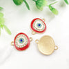 Oval Eye - Red - Gold tone (10pcs)