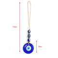 Grey-blue faceted oval bead hanging diagram labeled 150 mm overall and 30 mm at the round blue pendant