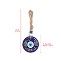 Greece Leaves evil eye wall hanging with arrows labeled 20 cm overall length and 7.5–8 cm disc height
