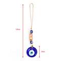 Peach oval bead hanging diagram labeled 160 mm overall and 30 mm at the round blue pendant