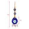 Blue teardrop hanging with white eye fringe, diagram labeled 140 mm overall and 35 mm by 30 mm at the pendant