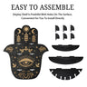 Black Hamsa hand shelf back panel, three shelf boards and six supports arranged separately