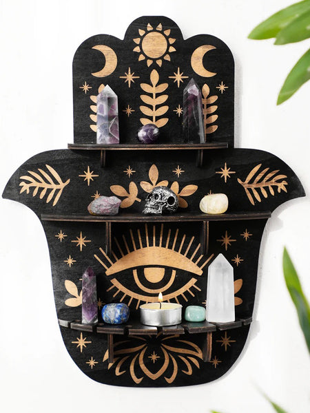 Hamsa hand crystal shelf