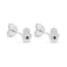 Silver tone Hamsa stud earrings with clear accents, dark centers and butterfly backs