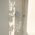 Hamsa suncatcher with clear faceted accents and five pointed drops beside a length marker labeled 40.7 cm and 16.02 in.