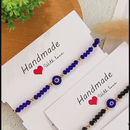 Exquisite Handmade Bracelet - Evil Eye Charm, Colorful Beads - Unisex Design Perfect for Parties, Gifting, and Special Occasions