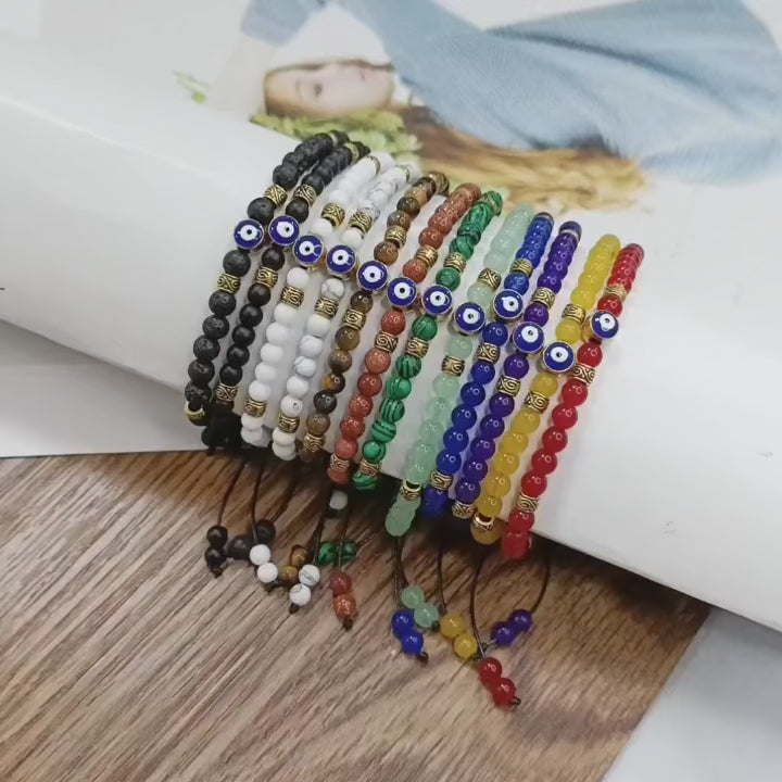 Elegant Zircon-Studded Evil Eye Beaded Bracelet - Unisex Fashion Accessory for Special Occasions and Daily Wear