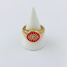 Turkish Evil Eye Geometric Adjustable Ring - Gold Plated with Cubic Zirconia for Women