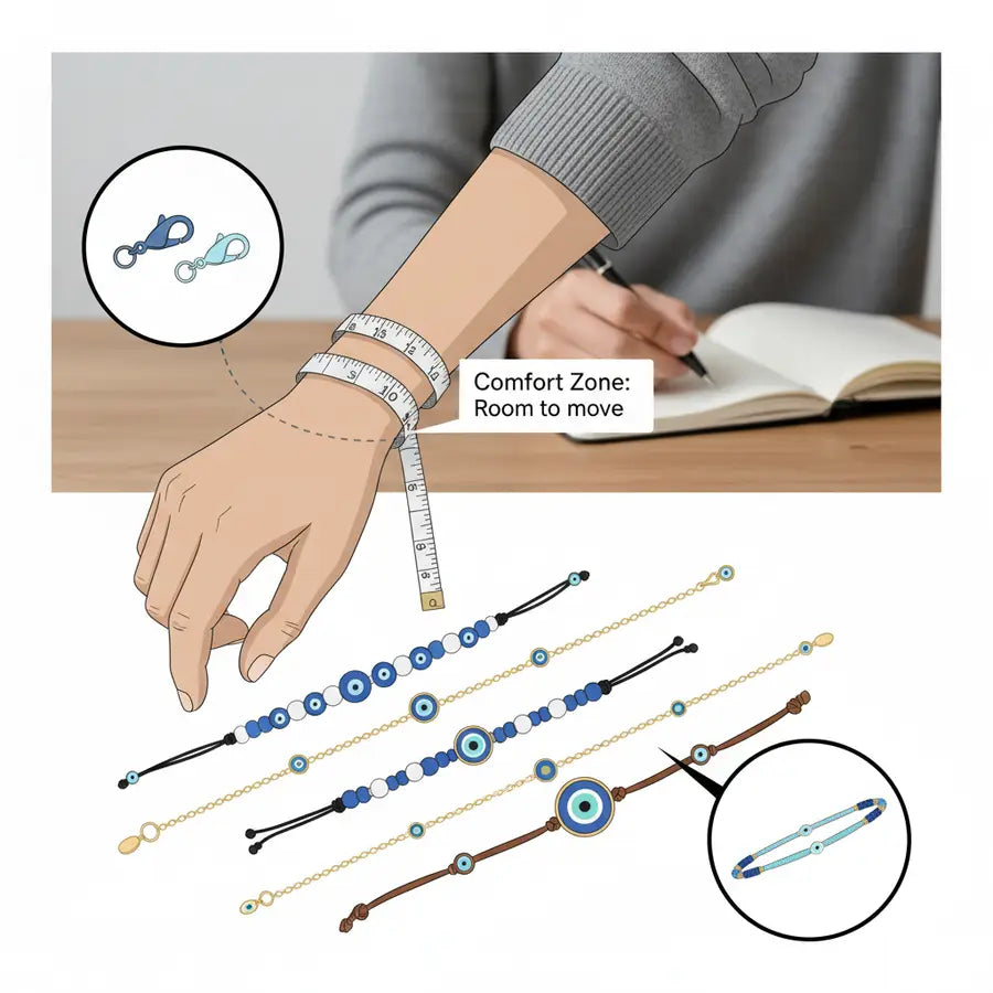 Wrist measuring guide for comfortable everyday bracelet fit
