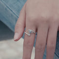 Women's Lucky Evil Eye Adjustable Ring with Blue Zircon and Shining Sterling Silver