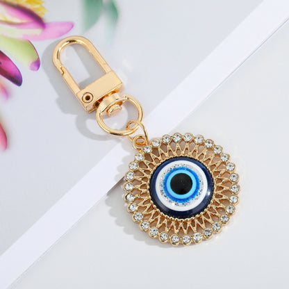 Vintage Turkish Evil Eye Keychain with Zircon Pendant