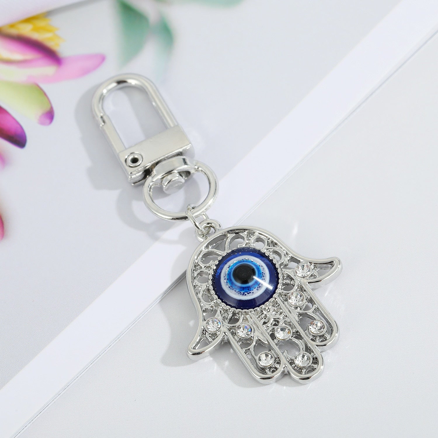 Vintage Turkish Evil Eye Keychain with Zircon Pendant for Women