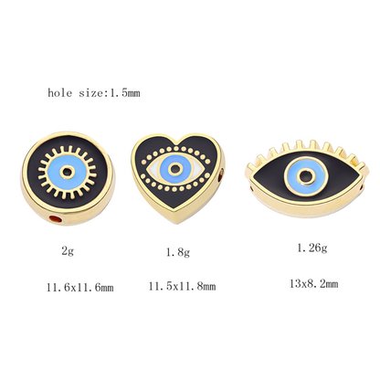 [Boho Series] Roud Shape - 10PCS Turkish Evil Eye Beads for DIY Bracelets and Pendant Making