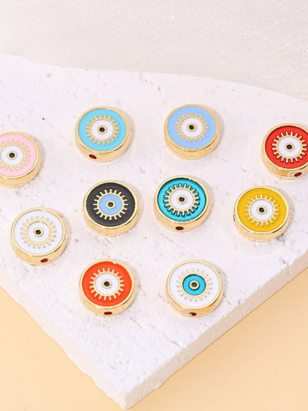 [Boho Series] Roud Shape - 10PCS Turkish Evil Eye Beads for DIY Bracelets and Pendant Making