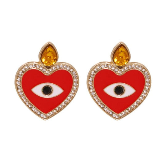 Heart-shaped Crystal Earrings