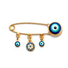 Ward off Bad Luck with our Turkish Evil Eye Brooch Pin with Flower Crown, Hamsa Hand, and Star Charms