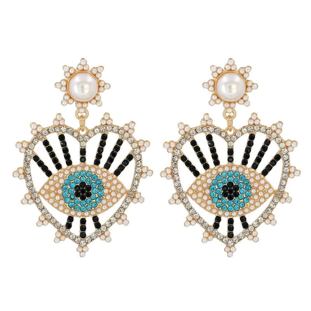 Evil eye drop earrings