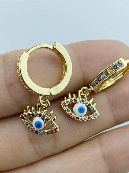 Blue Evil Eye Earrings