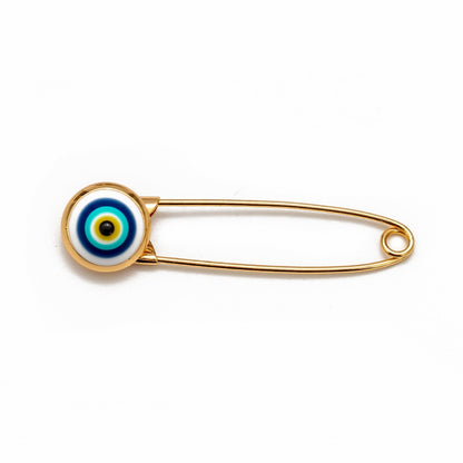 Ward off Bad Luck with our Turkish Evil Eye Brooch Pin with Flower Crown, Hamsa Hand, and Star Charms