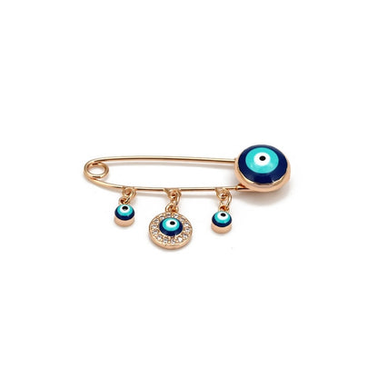 Ward off Bad Luck with our Turkish Evil Eye Brooch Pin with Flower Crown, Hamsa Hand, and Star Charms