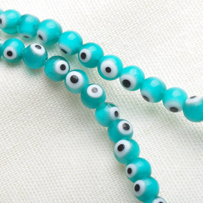 50PCS 6mm Round Evil Eye Pattern Millefiori Glass Beads Lot for DIY Jewelry Making Findings