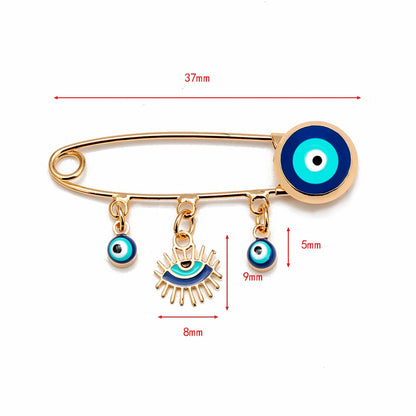 Ward off Bad Luck with our Turkish Evil Eye Brooch Pin with Flower Crown, Hamsa Hand, and Star Charms