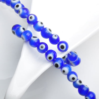 50PCS 6mm Round Evil Eye Pattern Millefiori Glass Beads Lot for DIY Jewelry Making Findings