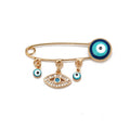 Ward off Bad Luck with our Turkish Evil Eye Brooch Pin with Flower Crown, Hamsa Hand, and Star Charms