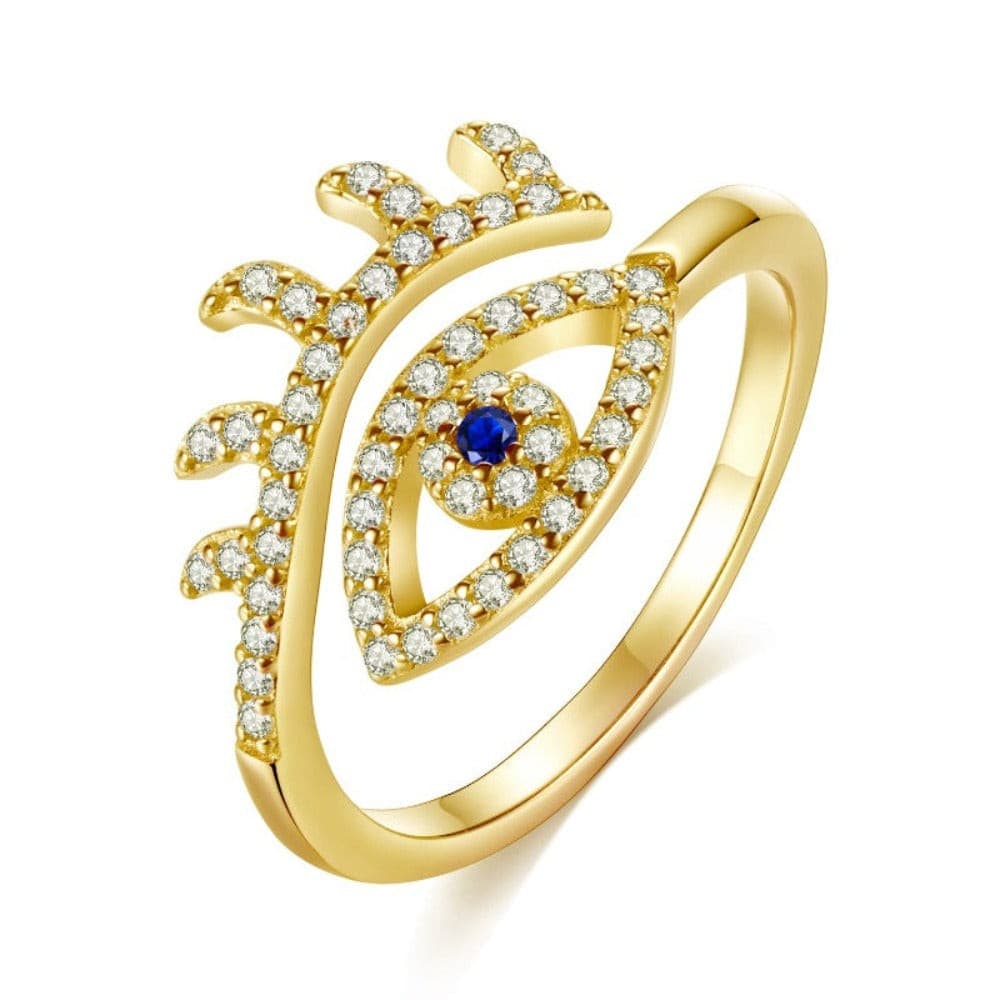 Evil Eye Rings 925 Sterling Silver Adjustable Crown Engagement Zircon Open Size Rings For Women Turkey Jewelry