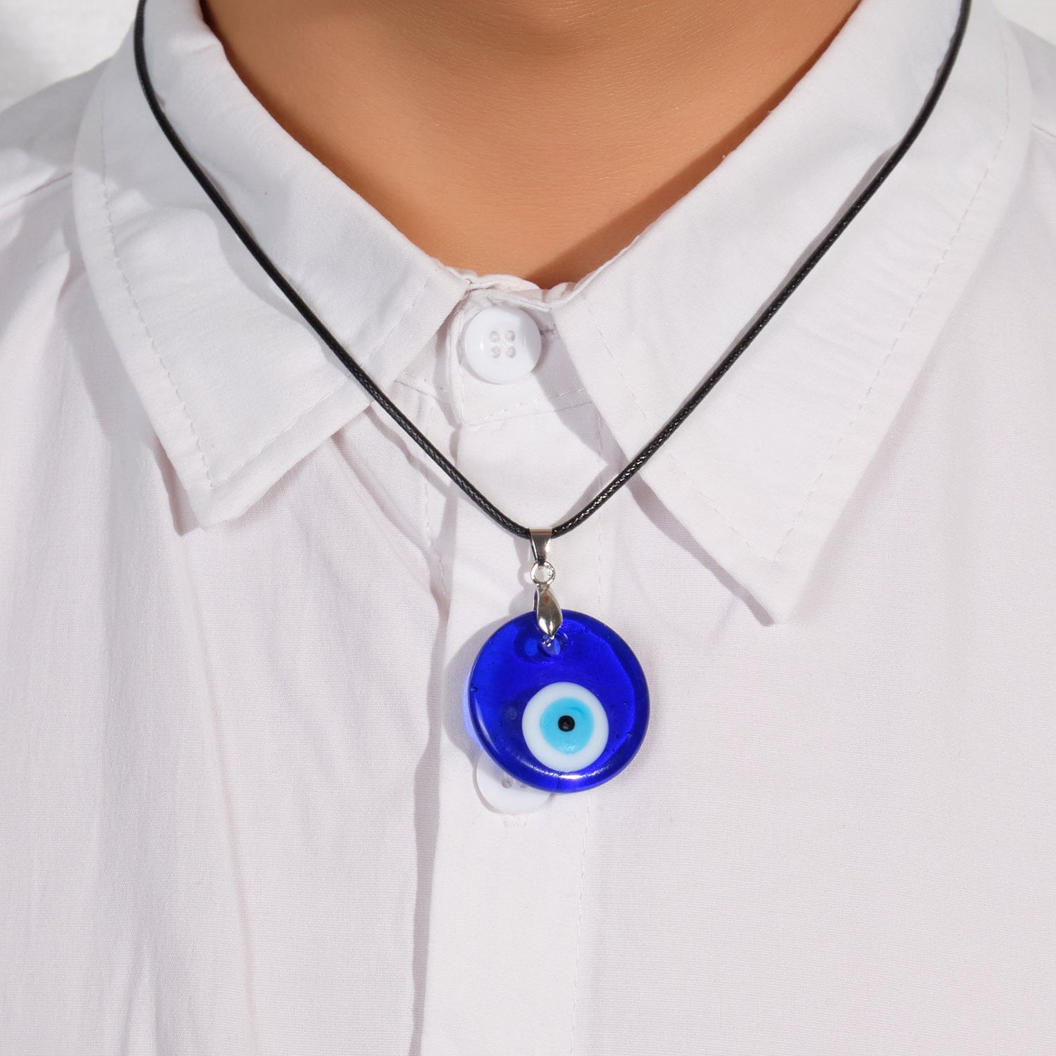 Turkish Evil Eye Pendant Choker Necklace - Vintage Blue Eye Clavicle Chain Necklace for Women, Girls, and Gift Giving