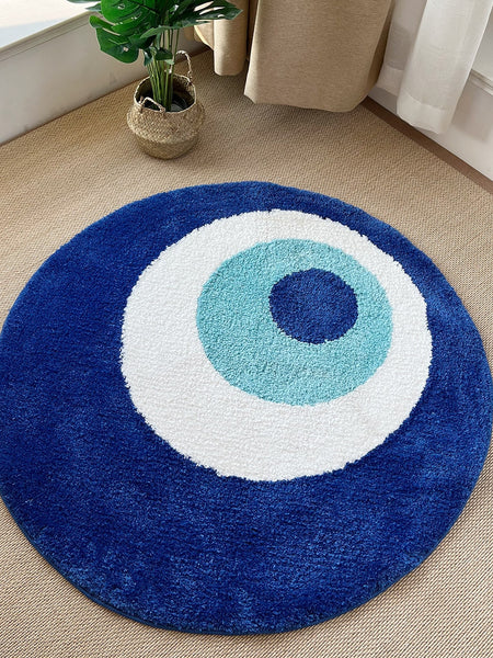 Fluffy Evil Eye Circle Rug