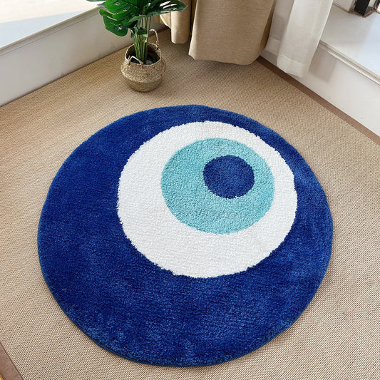 Fluffy Evil Eye Circle Rug