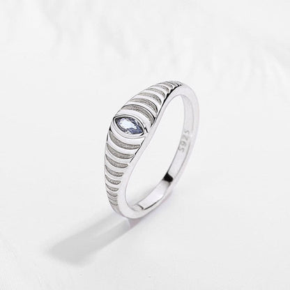 925 Sterling Silver Twist Screw Evil Eye Ring with White Zircon CZ for Luxury Rock Punk Fine Anniversary Wedding Jewelry