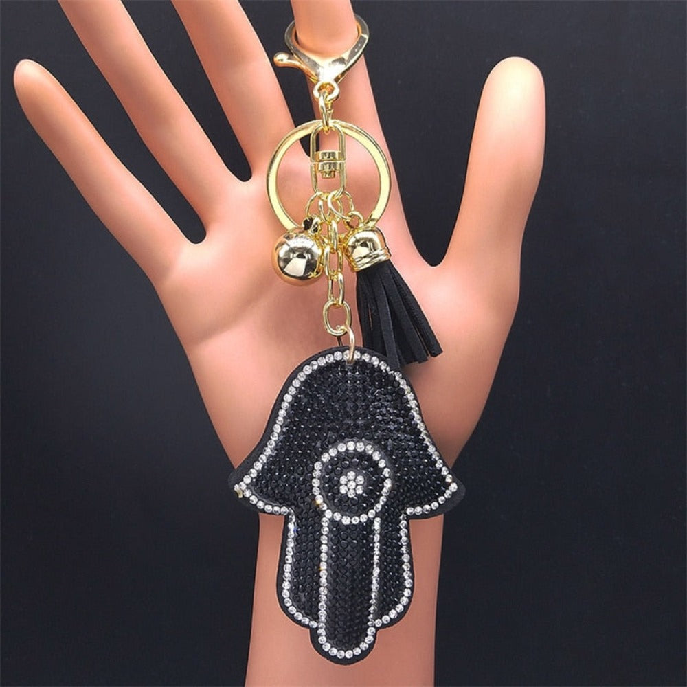 Turkish EyeProtect Your Good Luck: Red Crystal Turkish Eye Hamsa Hands Keychains