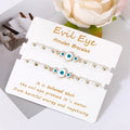 Bohemian Evil Eye Bracelet Set for Women and Men - Handmade Braided Anklets with Crystal Beads, Lucky Wish Jewelry for Protection
