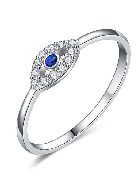 Good Luck Blue Stone Luxury Turkey Wedding Jewelry 925 Silver Evil Eye Rings For Women