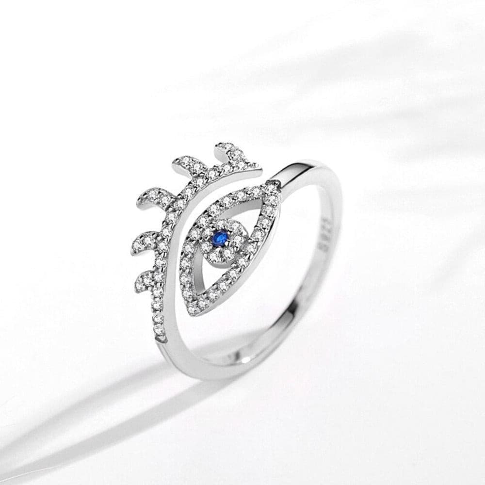 Evil Eye Rings 925 Sterling Silver Adjustable Crown Engagement Zircon Open Size Rings For Women Turkey Jewelry