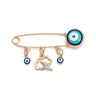 Ward off Bad Luck with our Turkish Evil Eye Brooch Pin with Flower Crown, Hamsa Hand, and Star Charms
