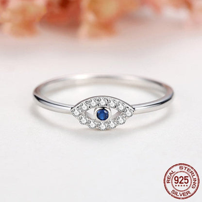 Good Luck Blue Stone Luxury Turkey Wedding Jewelry 925 Silver Evil Eye Rings For Women