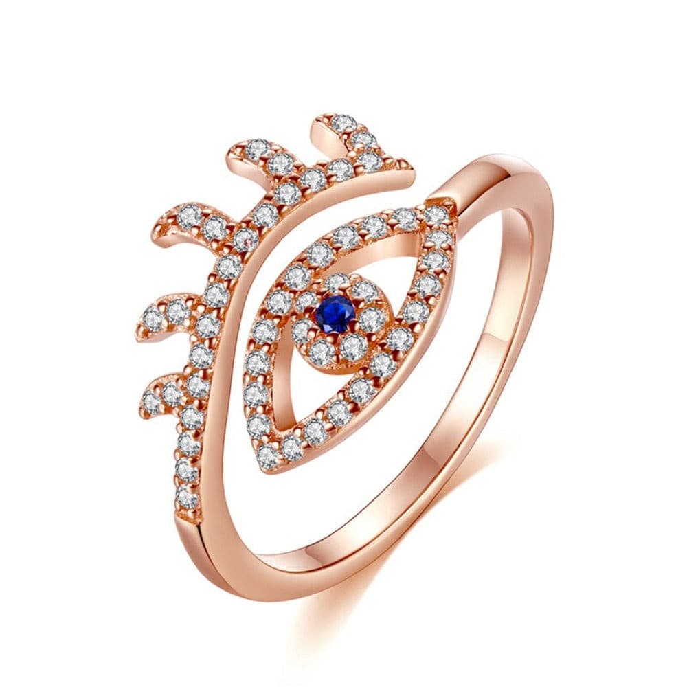 Evil Eye Rings 925 Sterling Silver Adjustable Crown Engagement Zircon Open Size Rings For Women Turkey Jewelry