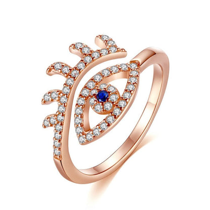Evil Eye Rings 925 Sterling Silver Adjustable Crown Engagement Zircon Open Size Rings For Women Turkey Jewelry