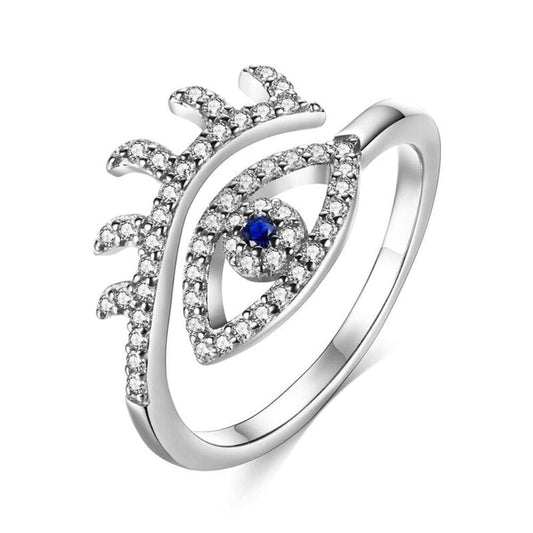 Evil Eye Rings 925 Sterling Silver Adjustable Crown Engagement Zircon Open Size Rings For Women Turkey Jewelry