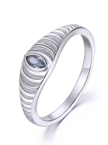925 Sterling Silver Twist Screw Evil Eye Ring with White Zircon CZ for Luxury Rock Punk Fine Anniversary Wedding Jewelry