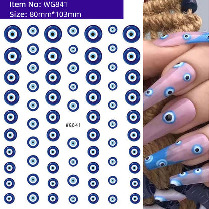 Unique Evil Eye Nail Art Design - Stylish & Eye-Catching Turkish Blue Evil Eye Nail Stickers