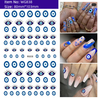 Unique Evil Eye Nail Art Design - Stylish & Eye-Catching Turkish Blue Evil Eye Nail Stickers