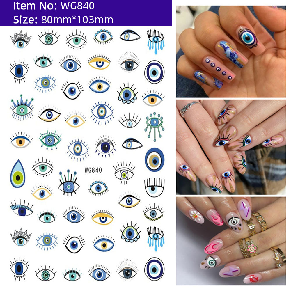 Unique Evil Eye Nail Art Design - Stylish & Eye-Catching Turkish Blue Evil Eye Nail Stickers