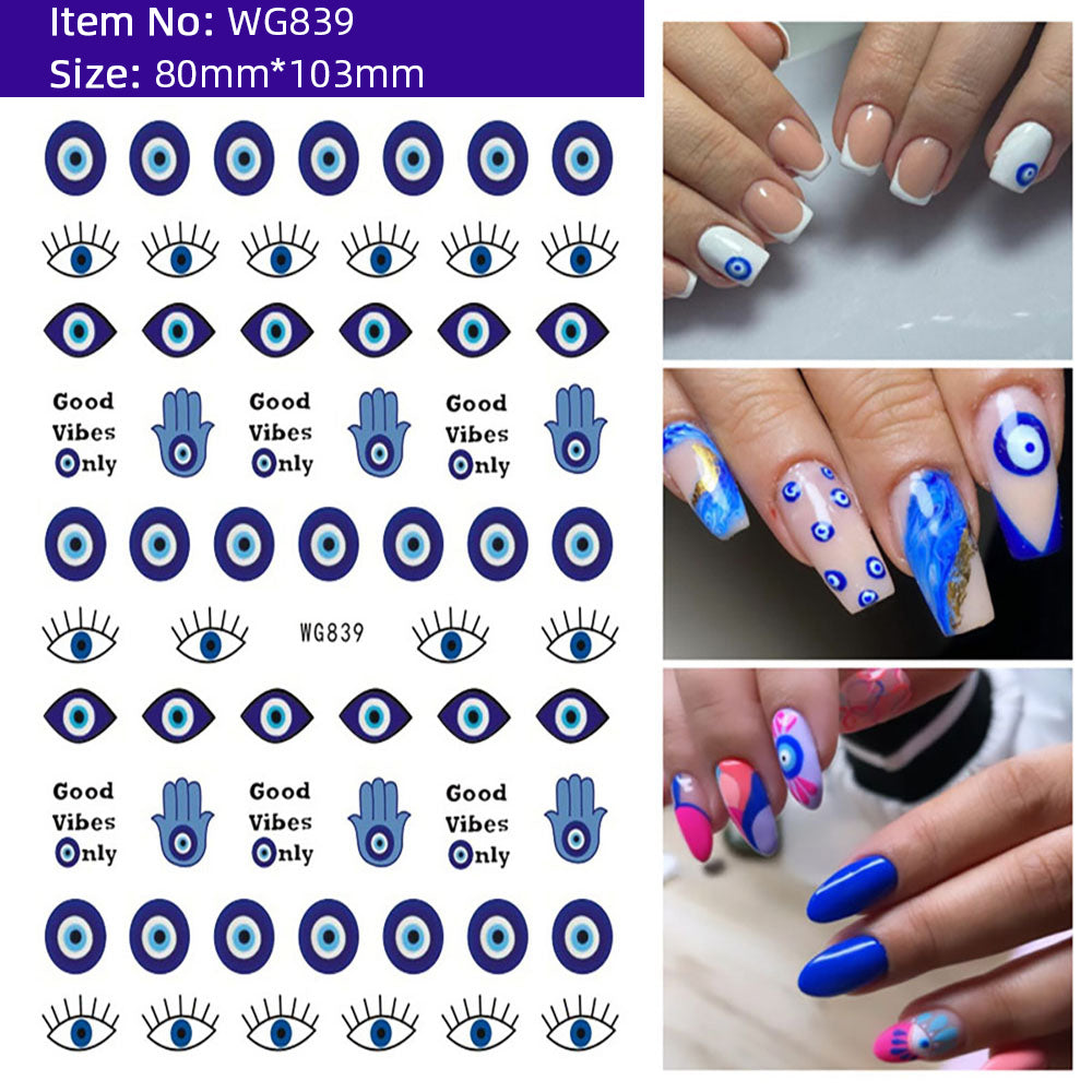 Unique Evil Eye Nail Art Design - Stylish & Eye-Catching Turkish Blue Evil Eye Nail Stickers