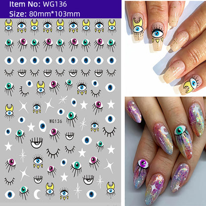 Unique Evil Eye Nail Art Design - Stylish & Eye-Catching Turkish Blue Evil Eye Nail Stickers