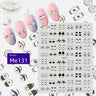 Purple, yellow and black cartoon eye nail sticker sheet with expressive eye pairs