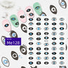 Black and blue graphic eye nail sticker sheet with stars, stripes and tear accents